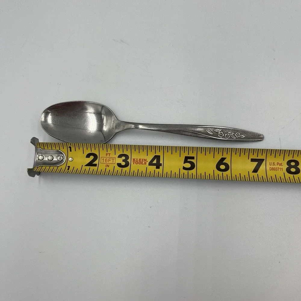 Vintage MCM Radiant Rose Superior Stainless Made In USA Set Of 6 Tablespoons